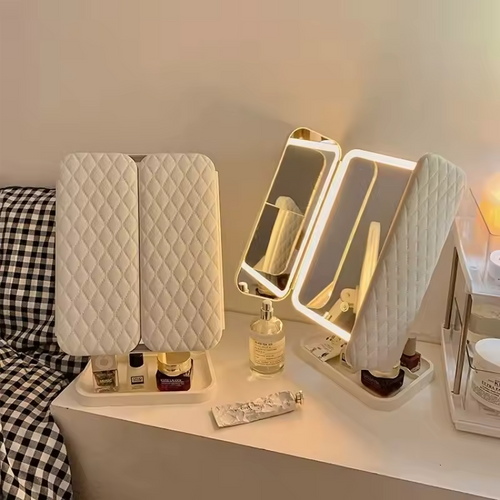 Trifold Makeup Mirror LED Lights