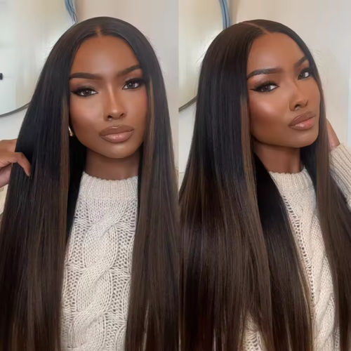 Chestnut Brown Yaki Straight Put On And Go Glueless Wig