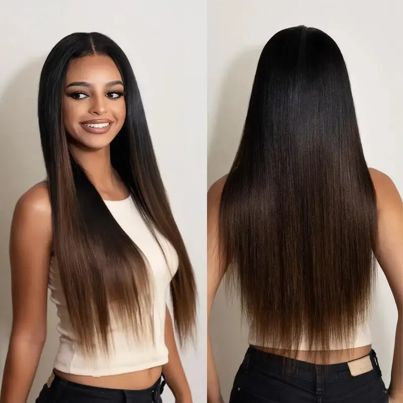 Chestnut Brown Yaki Straight Put On And Go Glueless Wig