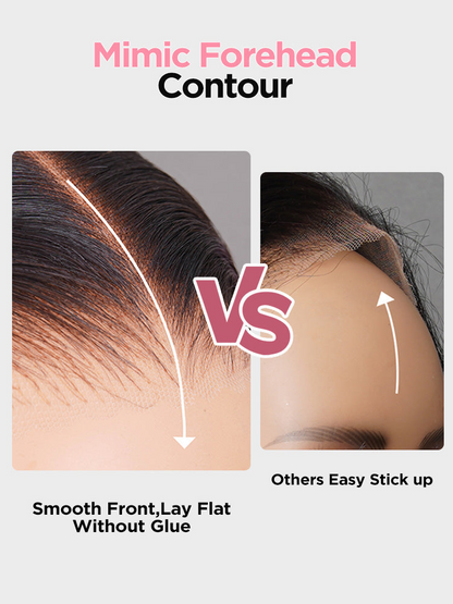 Pre-Everything Layered Cut Body Wave Black Fluffy Natural With Curtain Bangs Wear Go Wig