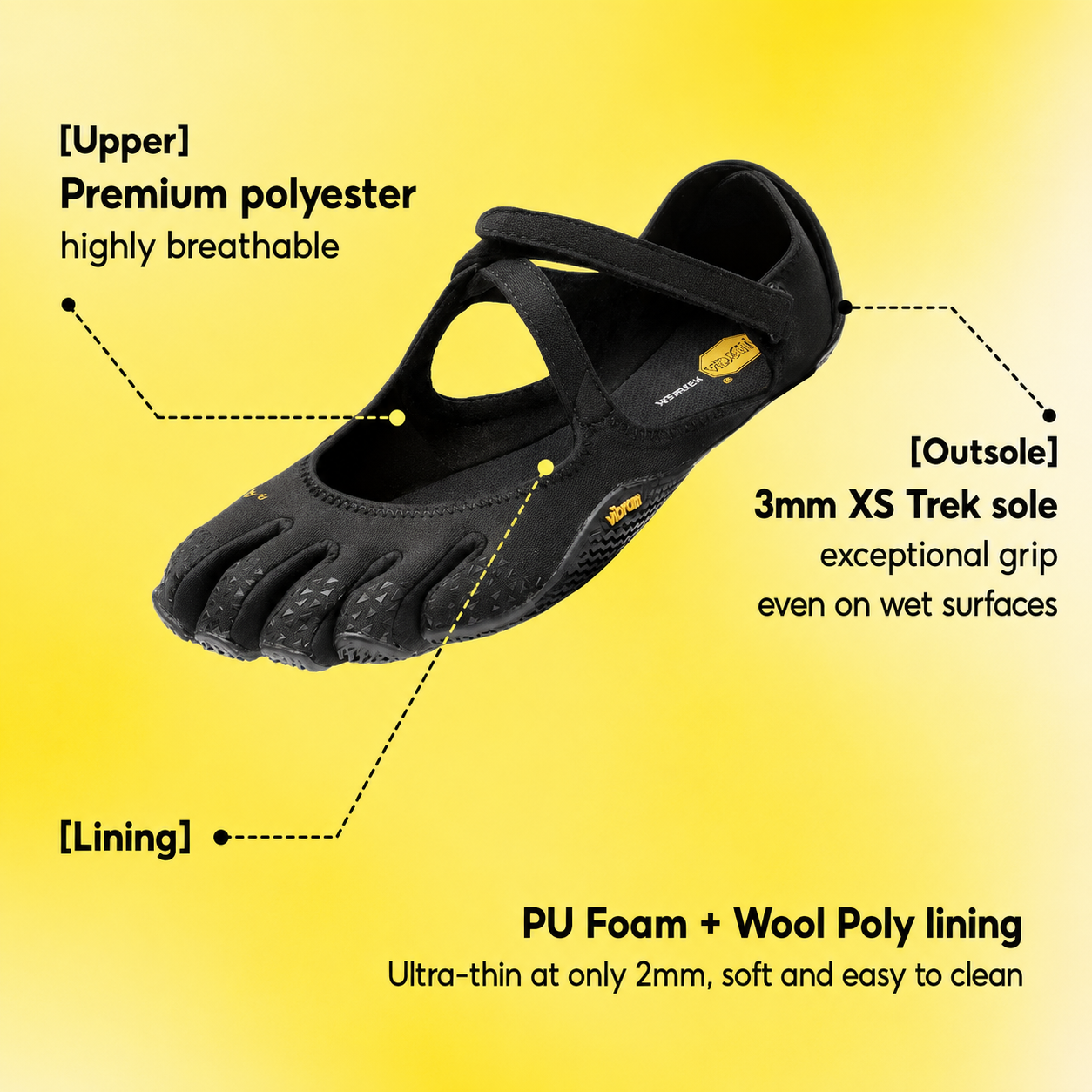 Classic FiveFingers Ballet Flats, Split Toe Design, Breathable Barefoot Comfort