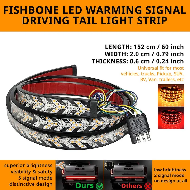 Fishbone Shaped LED Tailgate Light Bar